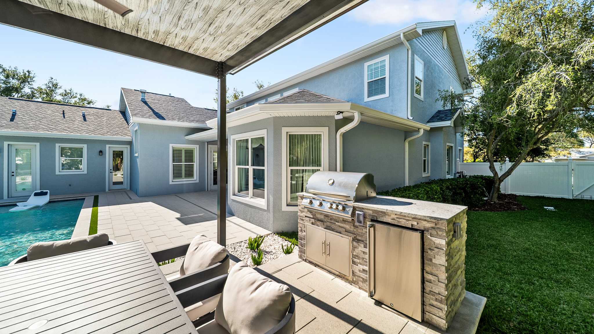 backyard with outdoor kitchen