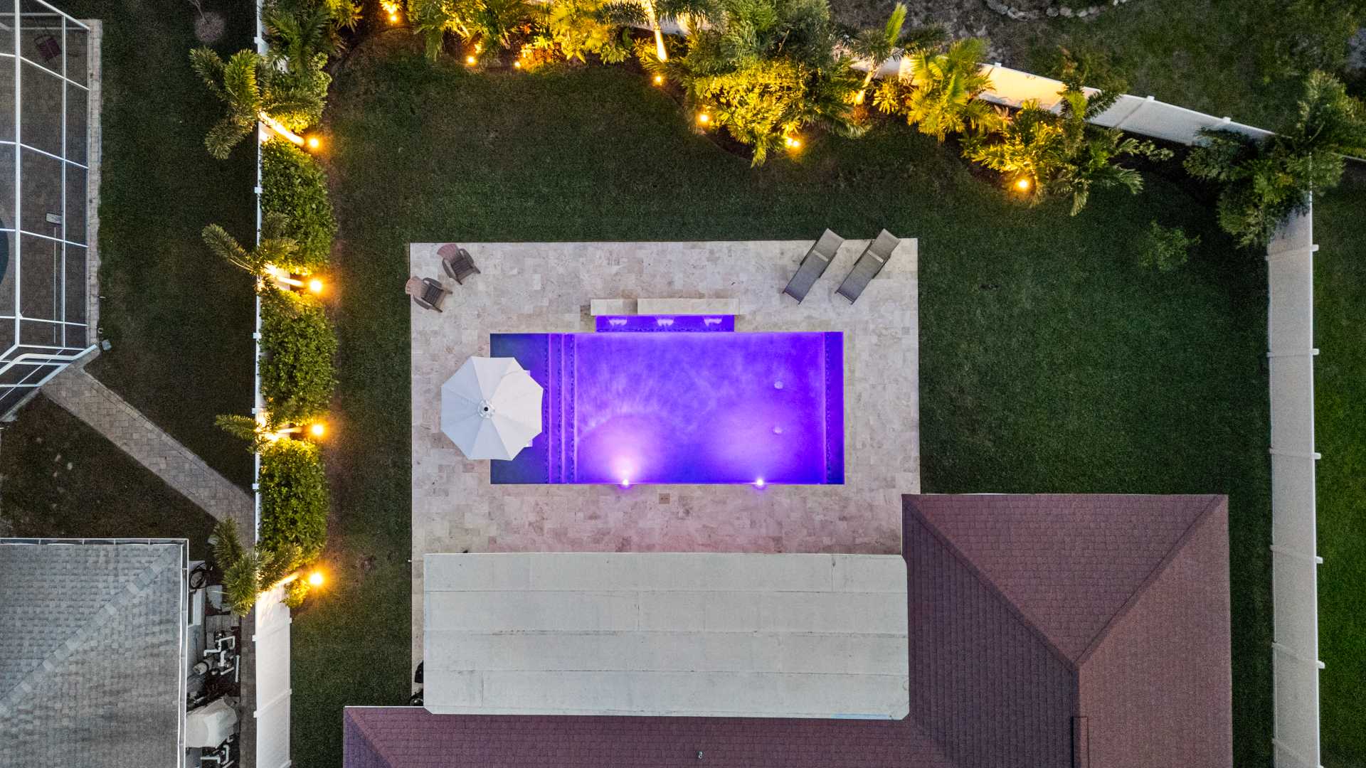 swimming pool with lighting top view